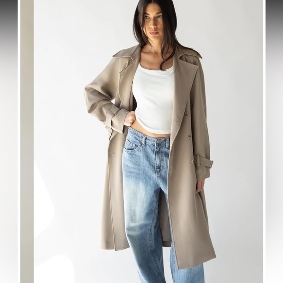 Oak & Fort Oversize Trench Coat Brindle - Picture 6 of 11